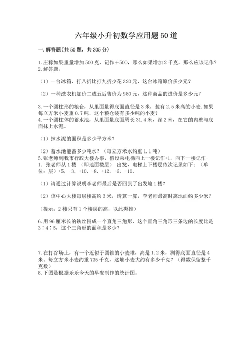 六年级小升初数学应用题50道带答案（综合题）.docx