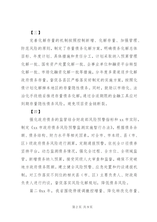 预防化解债务风险措施及心得.docx