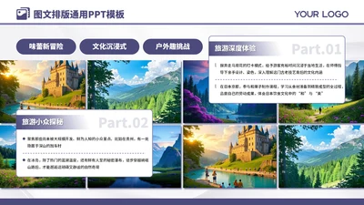紫色系商务风2项图文排版PPT模板