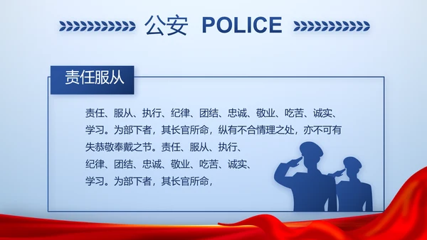 蓝色大气人民警察风采动态PPT模板