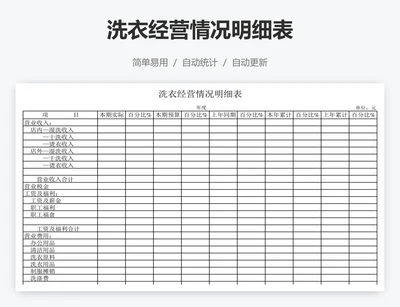 洗衣经营情况明细表