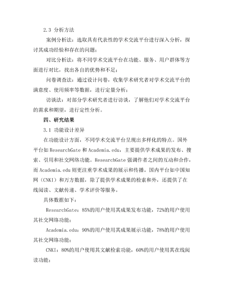 期刊文献的学术交流平台比较