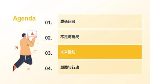 黄色创意个人年终总结PPT模板