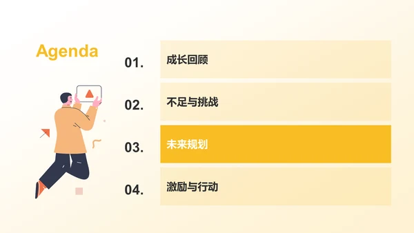 黄色创意个人年终总结PPT模板