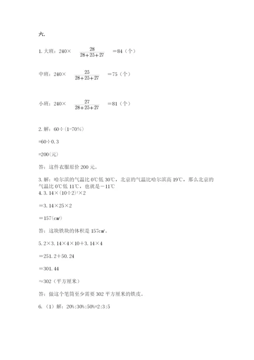 小学六年级数学摸底考试题精品（b卷）.docx