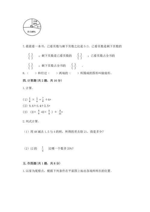 人教版小学六年级上册数学期末测试卷附答案下载.docx