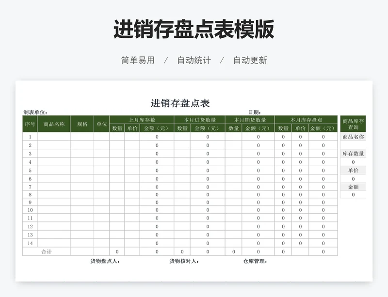 进销存盘点表模版