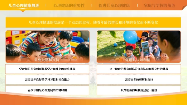 橙色儿童心理健康教育课件模板