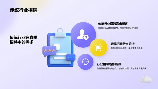 紫色3D风春季招聘PPT模板