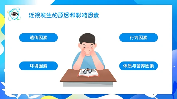 蓝色简约插画66爱眼日科学用眼保护眼睛主题PPT模板
