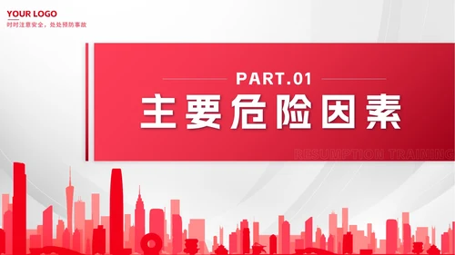 红色简约剪影安全复工复产培训带内容PPT模板