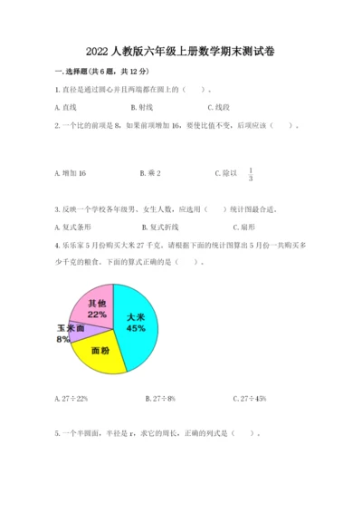 2022人教版六年级上册数学期末测试卷及答案（各地真题）.docx