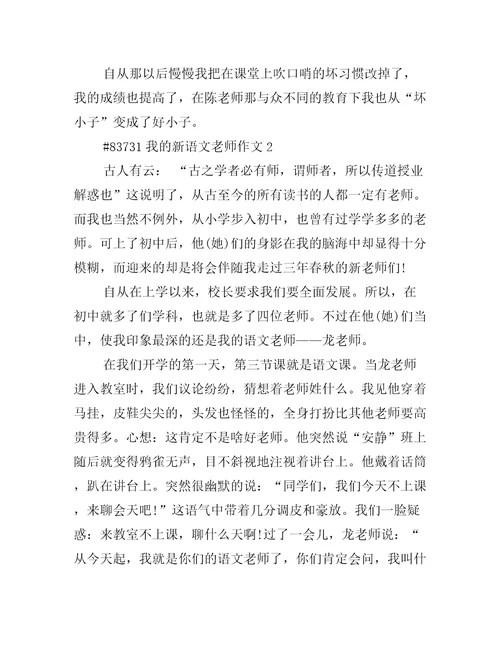 我的新语文老师作文