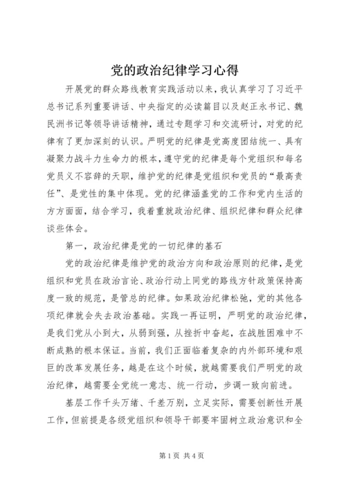 党的政治纪律学习心得.docx