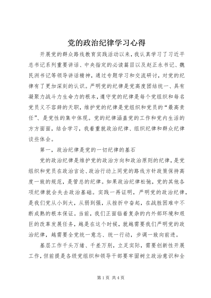 党的政治纪律学习心得.docx