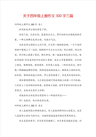 关于四年级上册作文300字三篇