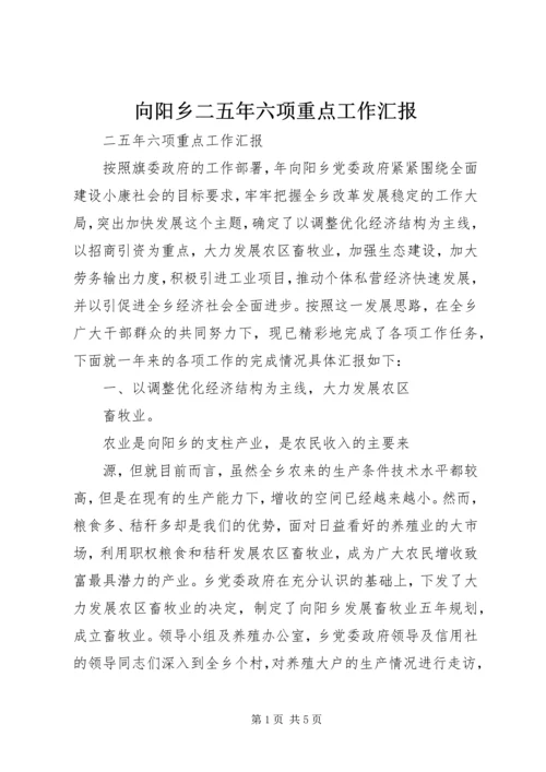 向阳乡二五年六项重点工作汇报 (2).docx