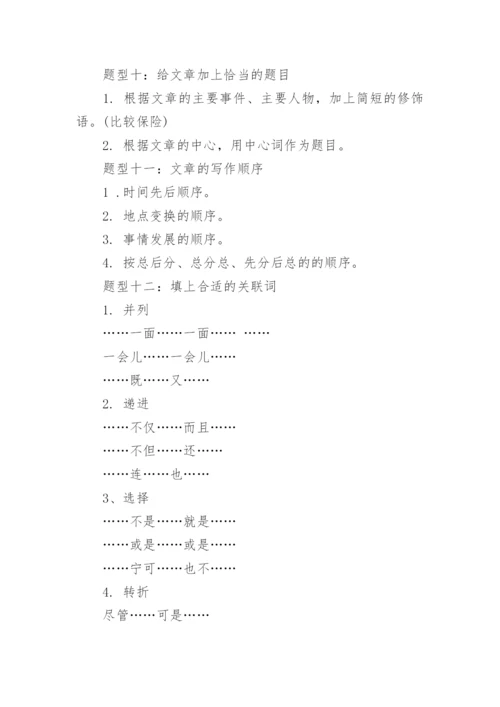 小学语文阅读理解答题万能公式考前必看.docx