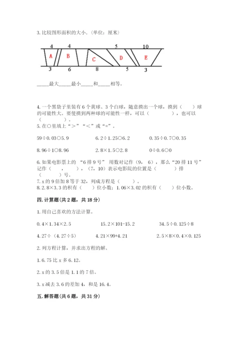 2022年五年级上册数学期末测试卷ab卷.docx