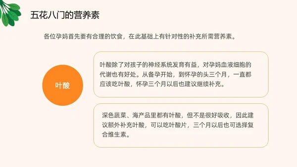 插画风橙色精美孕期健康饮食孕妇产妇护理培训PPT课件健康饮食讲座