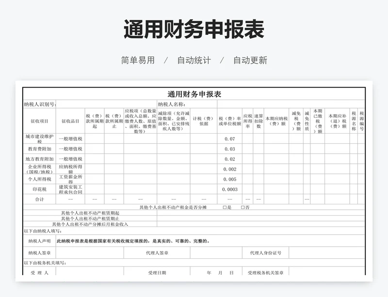 通用财务申报表