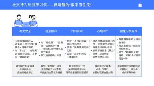蓝白色简约扁平学生校园网络安全教育PPT模板