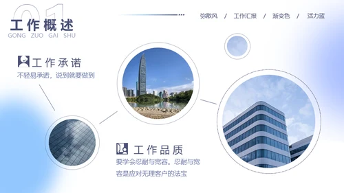 蓝色弥散风工作汇报通用PPT模板