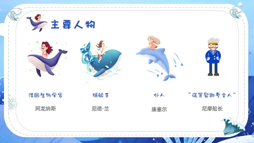 蓝色水彩插画海底两万里读书分享说课ppt