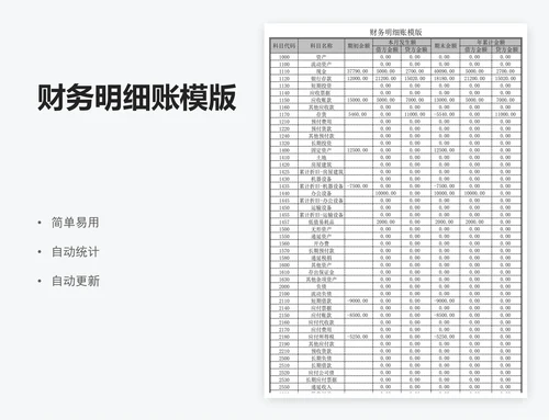 财务明细账模版
