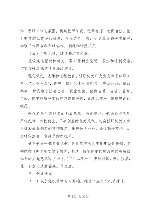 关于创建“学习型、创新型、服务型、务实型、廉洁型”机关的意见 (2).docx