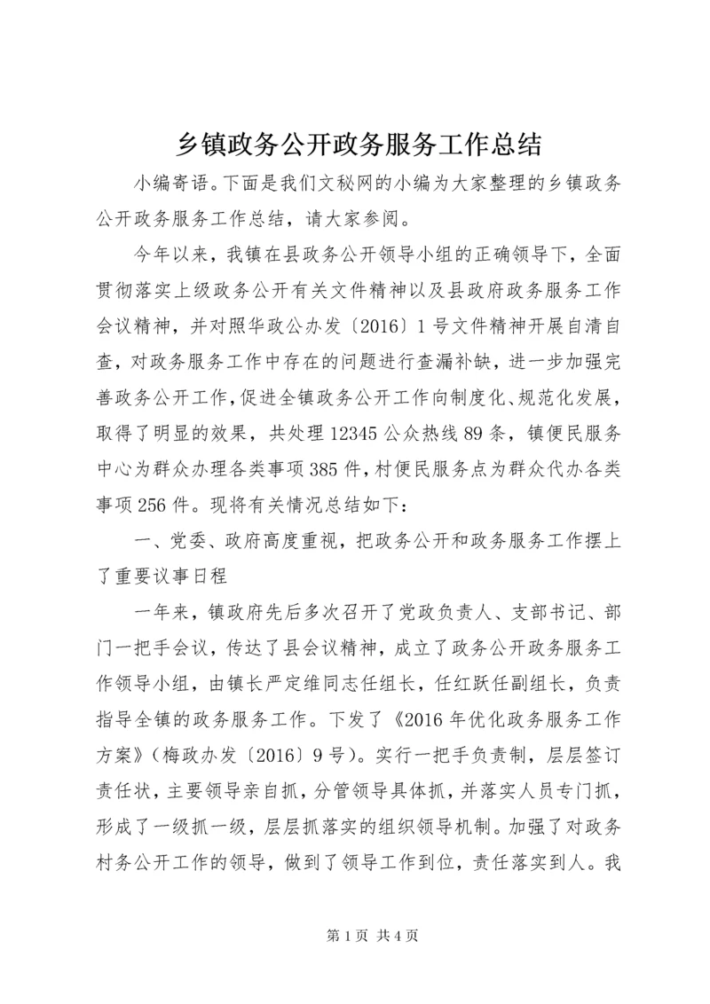 乡镇政务公开政务服务工作总结.docx