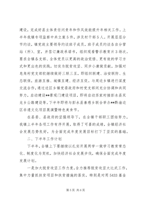 精选镇上半年工作总结和下半年工作计划.docx