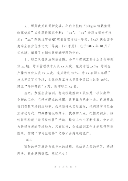 企业培训工作个人总结范文三篇.docx