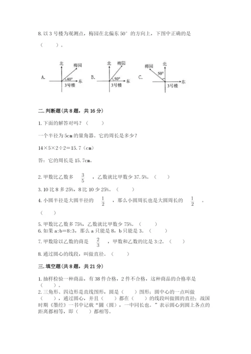 小学数学六年级上册期末测试卷附参考答案【轻巧夺冠】.docx