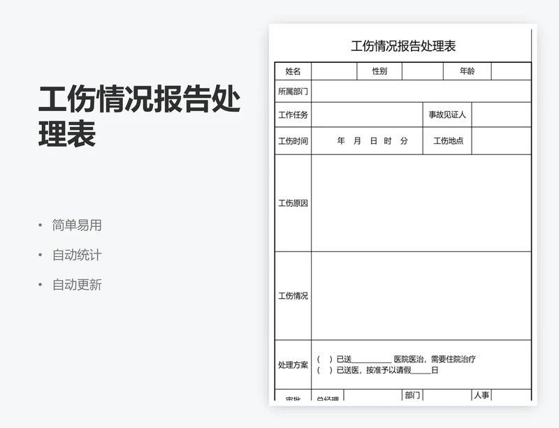 工伤情况报告处理表