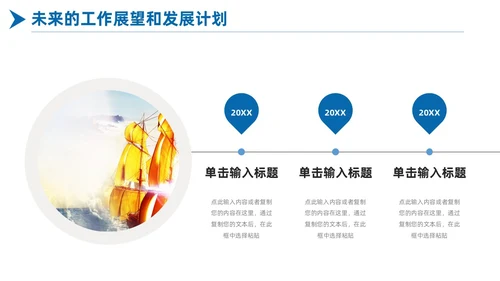 简约蓝色商务扬帆起航励志答辩述职竞聘PPT模板述职报告