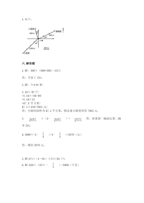 2022六年级上册数学期末考试试卷（轻巧夺冠）.docx