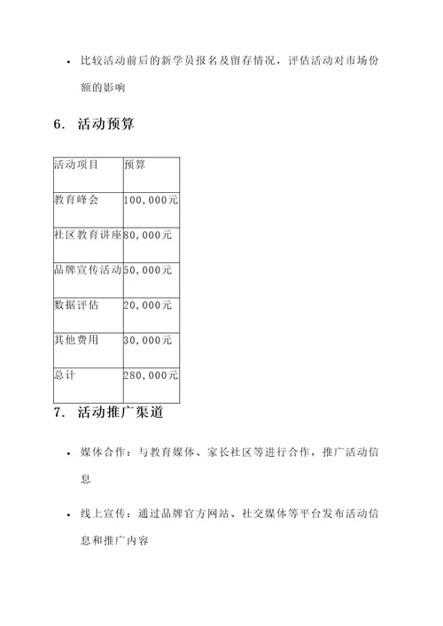 教育品牌活动营销方案