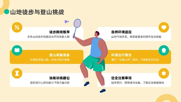 黄色插画风夏日运动宣传活动PPT模板