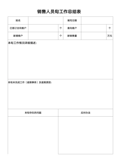销售人员工作旬总结表