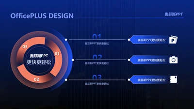 蓝色科技风并列关系3项PPT