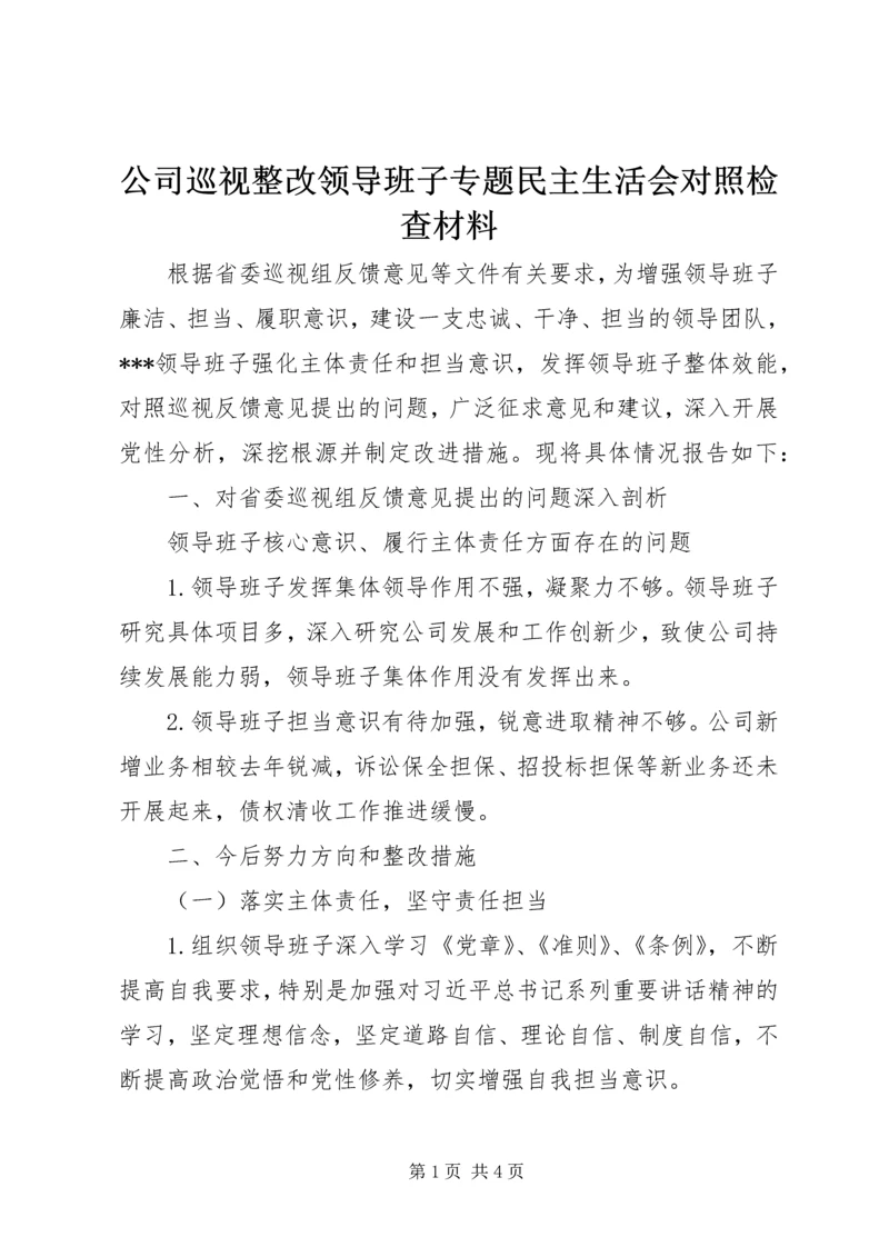 公司巡视整改领导班子专题民主生活会对照检查材料.docx