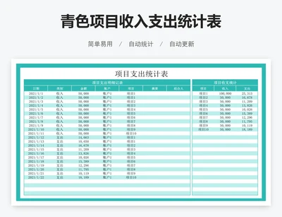 青色项目收入支出统计表