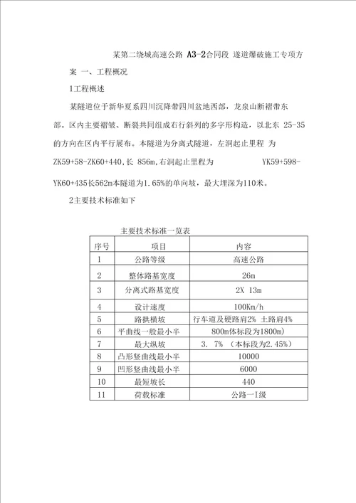 高速公路隧道爆破施工设计方案