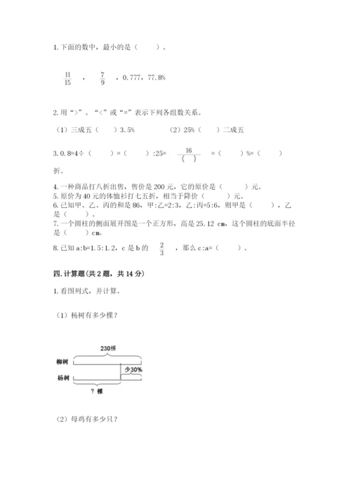 三门县六年级下册数学期末测试卷带精品答案.docx