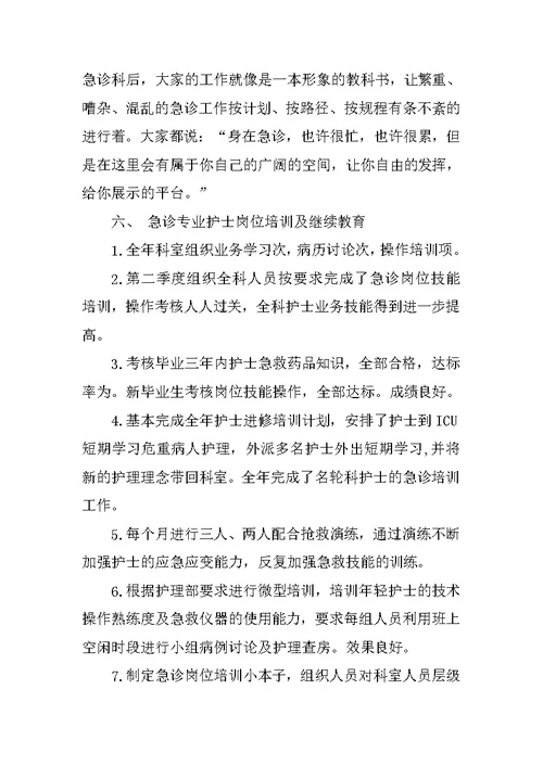 20XX年急诊科护师个人总结与计划