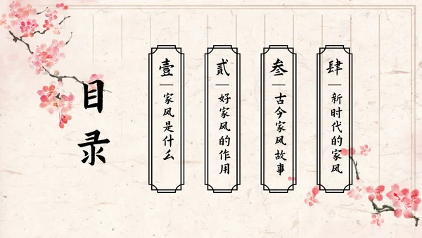 红梅弘扬优秀家风教育ppt模板
