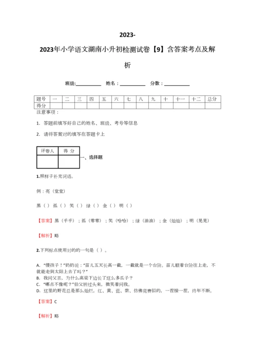 2023年小学语文湖南小升初检测试卷含答案考点及解析.docx