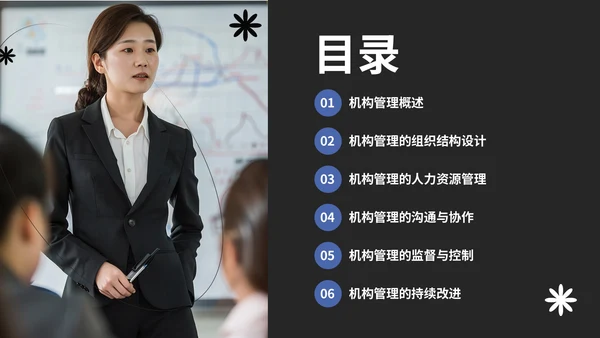 黑色商务风机构管理的有效实践PPT模板