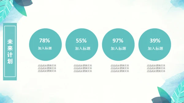 绿色叶子工作汇报通用PPT模版
